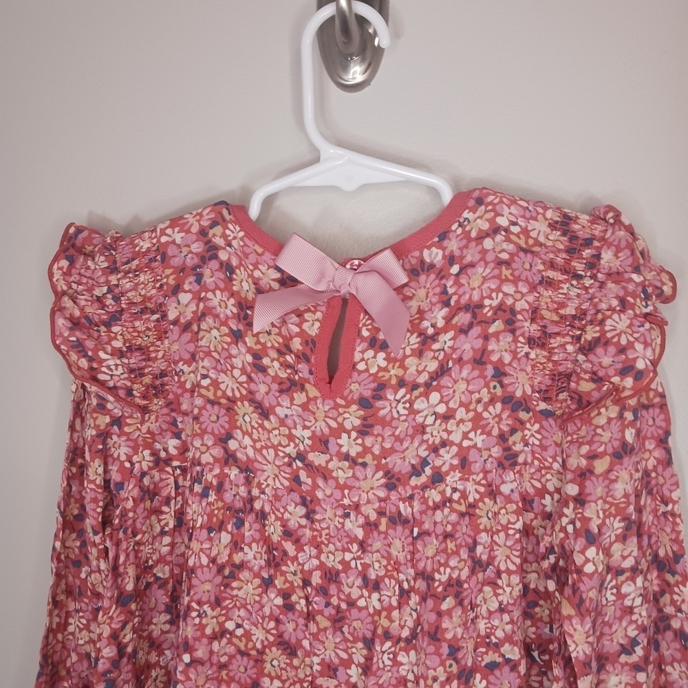 NWT Matilda Jane Girls Size 10 Pink Floral Ruffle Lace Hem Rayon Boutique Top - Picture 5 of 7